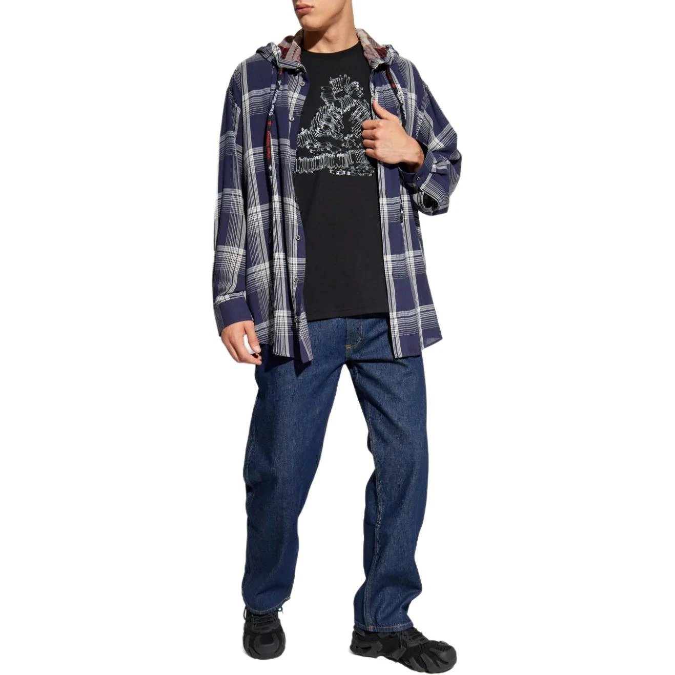 商品[国内直发] Vivienne Westwood|SS24 土星Logo印花圆领短袖T恤 男款 黑色,价格¥2104,第4张图片详细描述