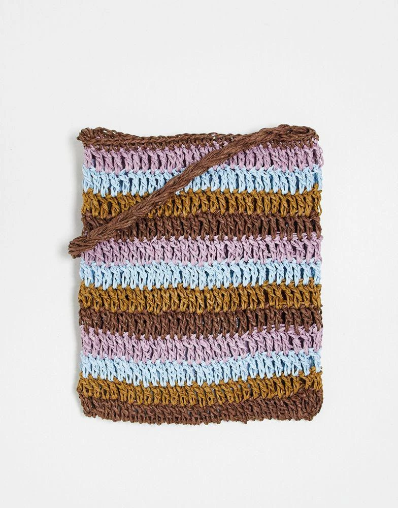 商品ASOS|ASOS DESIGN straw cross body bag in purple and beige stripe,价格¥78,第1张图片