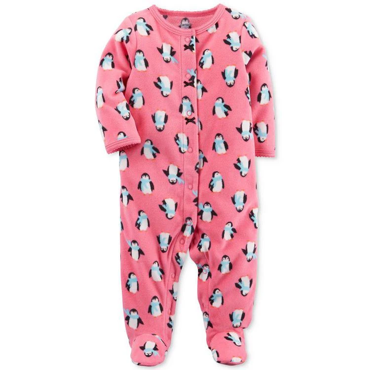 商品Carter's|1-Pc. Penguin-Print Footed Fleece Coverall, Baby Girls,价格¥43,第1张图片