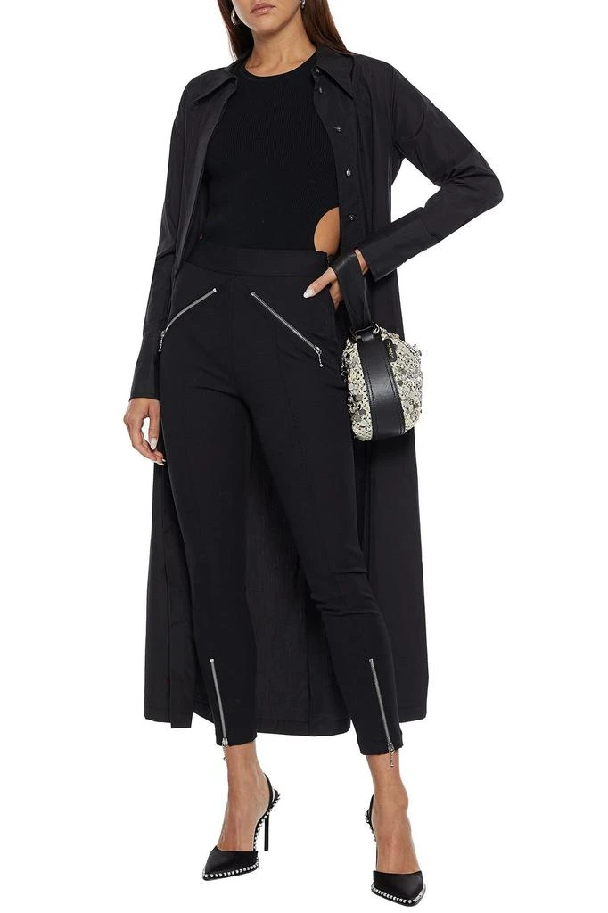 商品Alexander Wang|Zip-detailed stretch cotton and modal-blend skinny pants,价格¥615,第4张图片详细描述