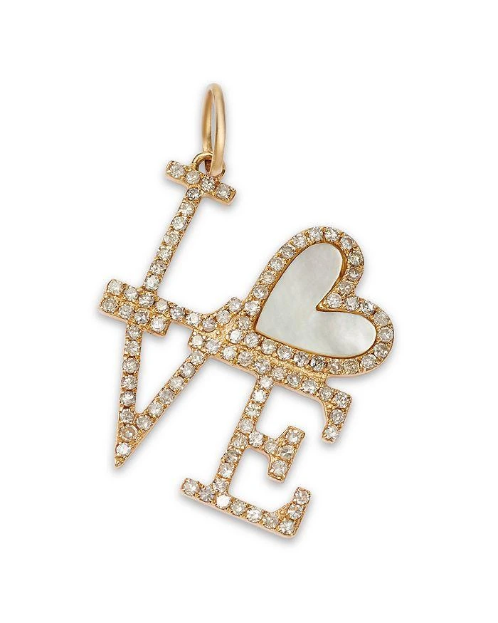 商品Nina Gilin|14K Yellow Gold Mother of Pearl & Diamond LOVE Pendant,价格¥29344,第1张图片