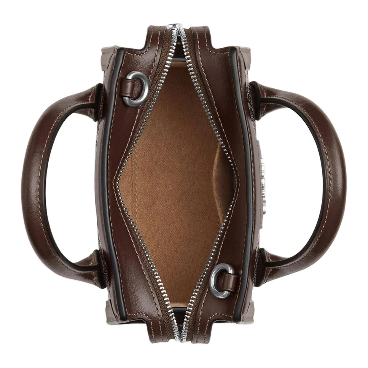 商品[国内直发] Coach|蔻驰 Carryall 15 品牌徽标拉链闭合 精致小牛皮 单肩斜挎手提包 迷你 女款 橡木拼枫木,价格¥1457,第4张图片详细描述