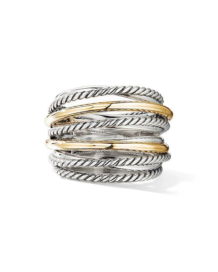 商品David Yurman|Sterling Silver & 18K Yellow Gold Crossover Wide Ring,价格¥7090,第3张图片详细描述
