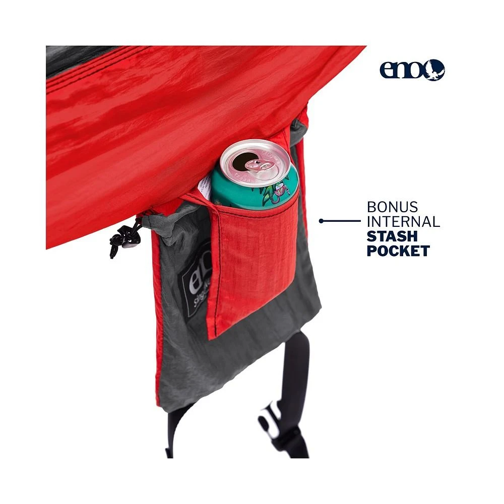 商品ENO|SingleNest Hammock - Lightweight, 1 Person Portable Hammock - For Camping, Hiking, Backpacking, Travel, a Festival, or the Beach - Charcoal/Red,价格¥409,第3张图片详细描述
