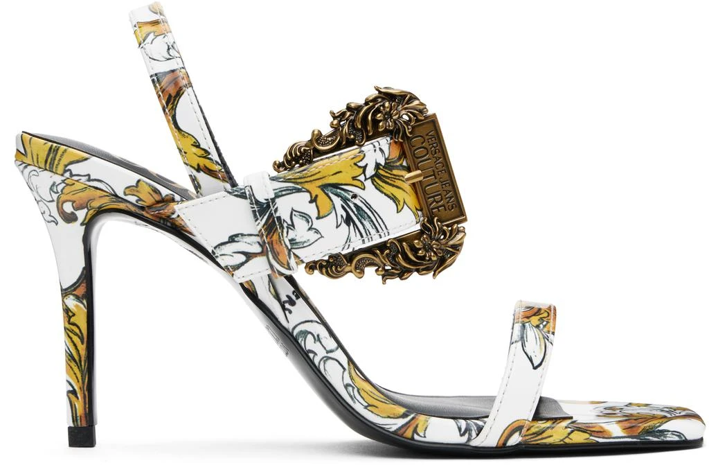 商品Versace|White Logo Couture Emily Slingback Heeled Sandals,价格¥742,第1张图片