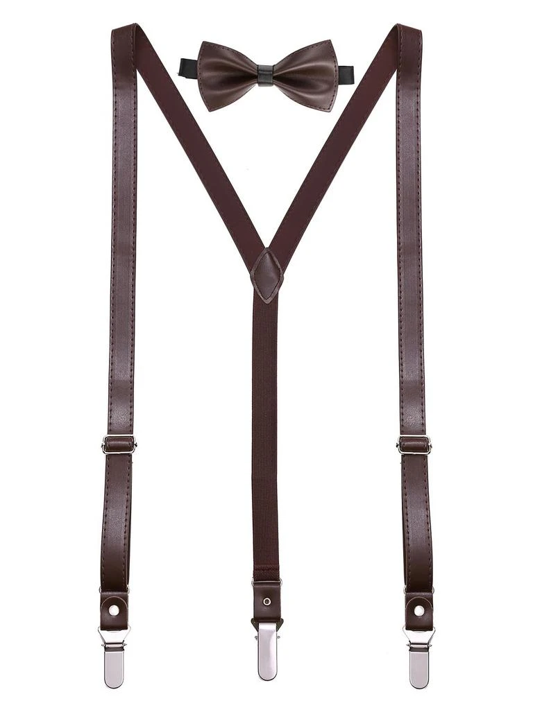 Leather Y-Back Suspenders and Bow Tie Set 商品