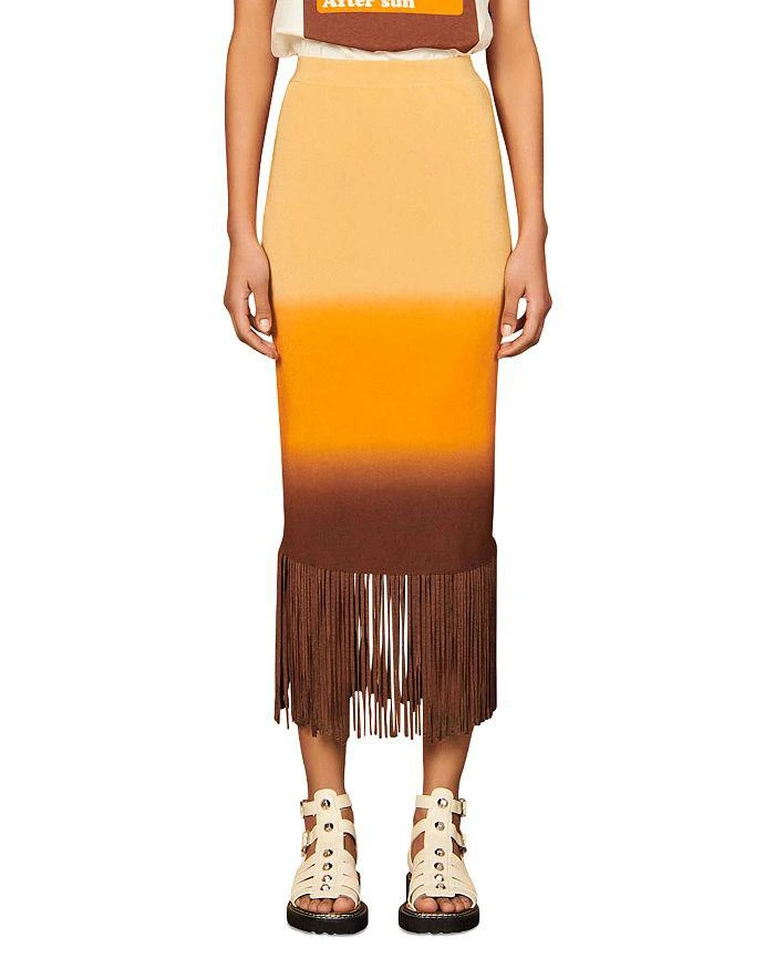 商品Sandro|Aldira Dip Dyed Fringe Skirt,价格¥1938,第1张图片