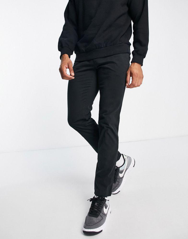 Calvin Klein slim fit garment dyed chinos with belt in black商品第1张图片规格展示