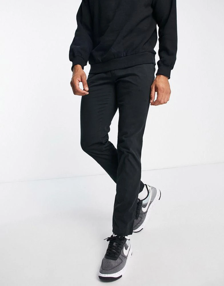 商品Calvin Klein|Calvin Klein slim fit garment dyed chinos with belt in black,价格¥527,第1张图片