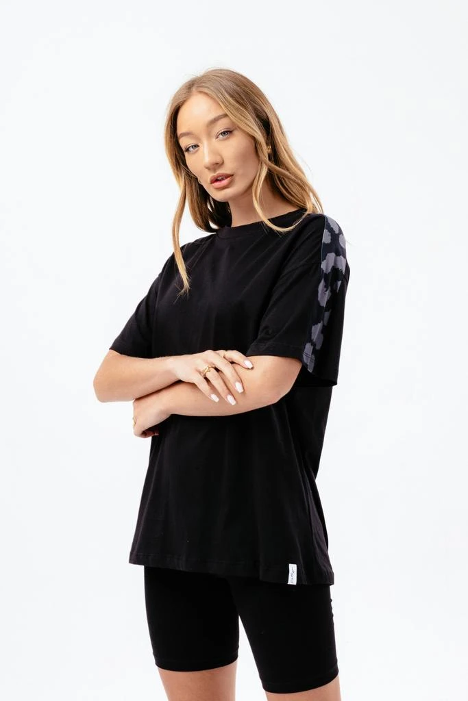 商品HYPE WOMENS|HYPE WOMENS BLACK LEOPARD LABEL BOXY T-SHIRT,价格¥117,第1张图片