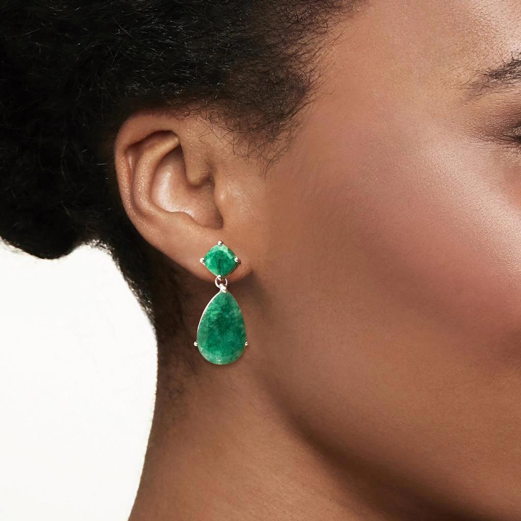 商品Ross-Simons|Emerald Drop Earrings in Sterling Silver,价格¥900,第2张图片详细描述