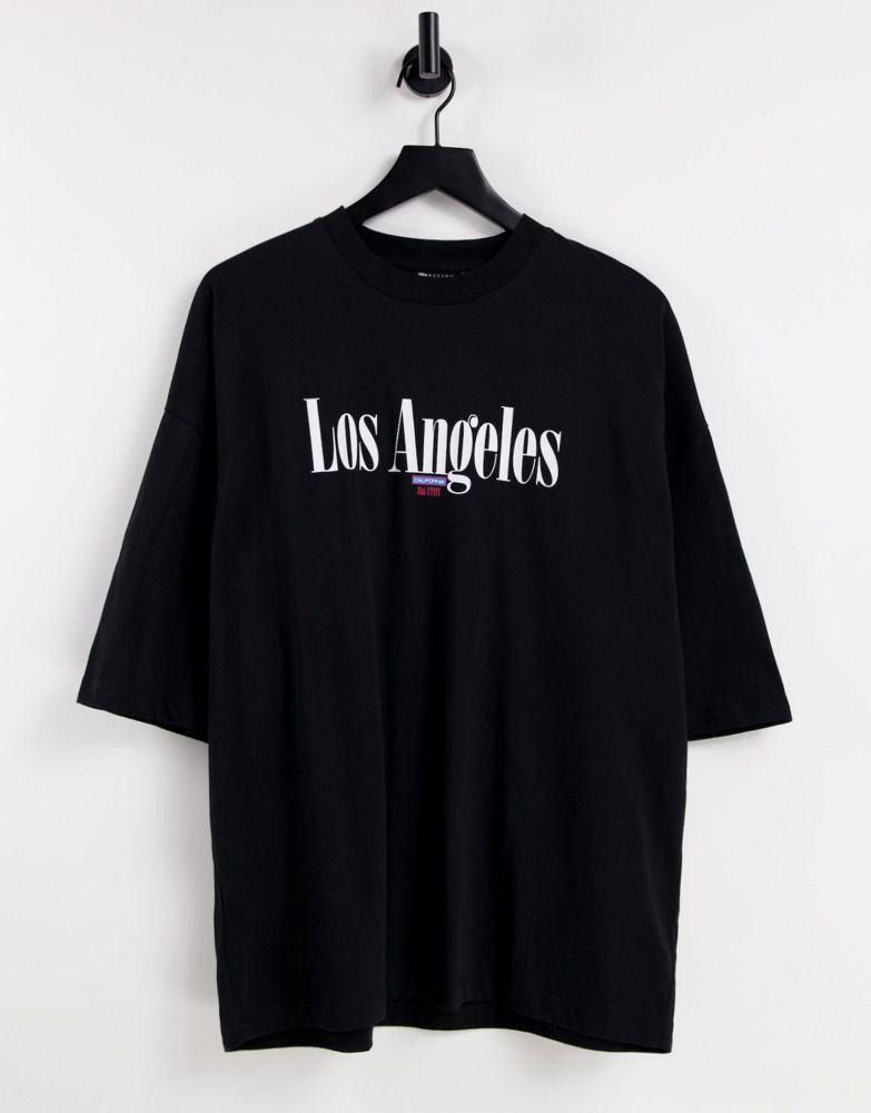 商品ASOS|ASOS DESIGN oversized t-shirt in black with Los Angeles city print,价格¥138,第1张图片