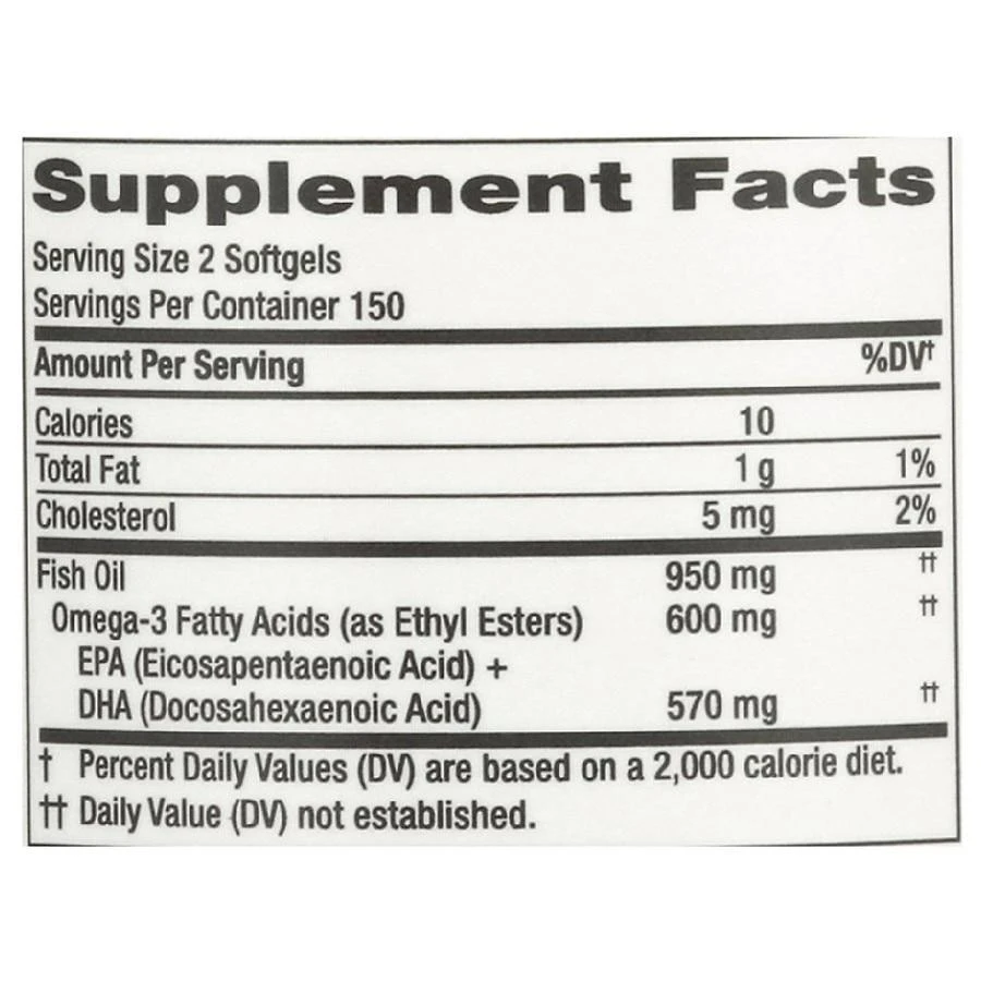商品Finest Nutrition|Burp-Less Fish Oil 950 mg with 600 mg of Omega 3 Softgels,价格¥178,第3张图片详细描述
