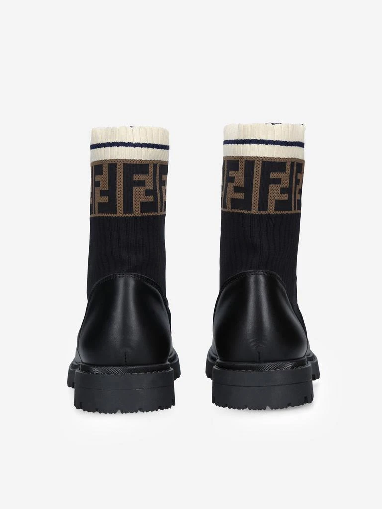 商品Fendi|Kids Leather FF Logo Biker Boots in Black,价格¥3950-¥5363,第2张图片详细描述