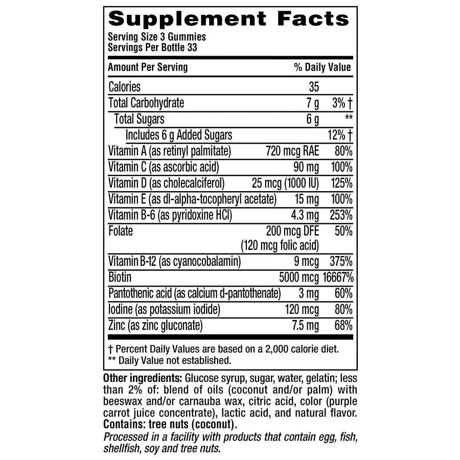 商品Vitafusion|Hair, Skin & Nails Gummy Vitamins Natural Raspberry Flavor,价格¥127,第3张图片详细描述