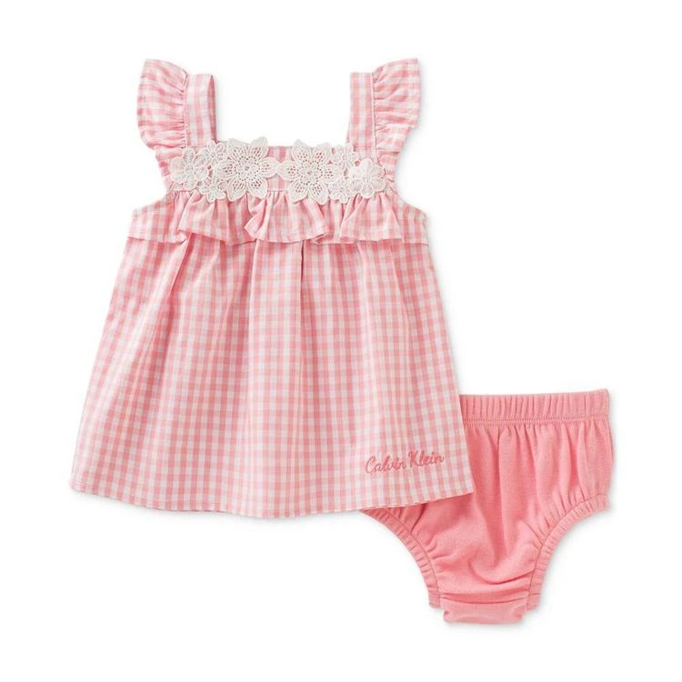 商品Calvin Klein|2-Pc. Gingham Tunic & Diaper Cover Set, Baby Girls (0-24 months),价格¥72,第2张图片详细描述