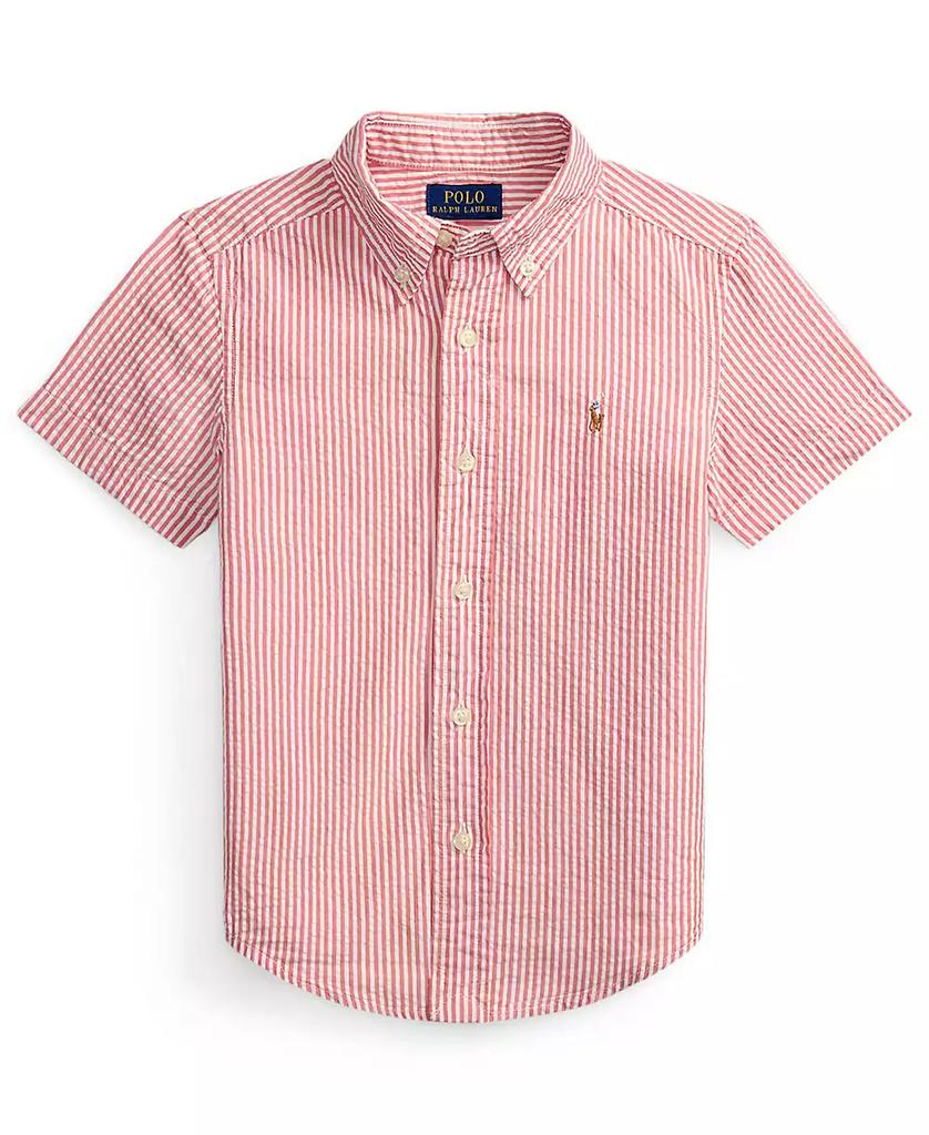 Camisa de algodão seersucker às riscas para menino dos 2 aos 7 anos image 2