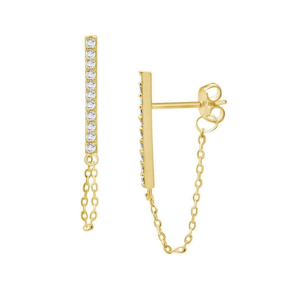 商品Essentials|Gold Plated Bar Chain Drop Post Earrings,价格¥186,第1张图片