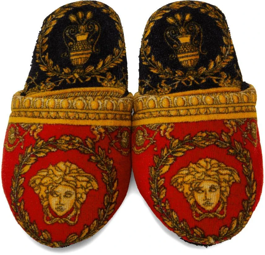 商品Versace|Red & Black I Heart Baroque Slippers,价格¥471,第5张图片详细描述