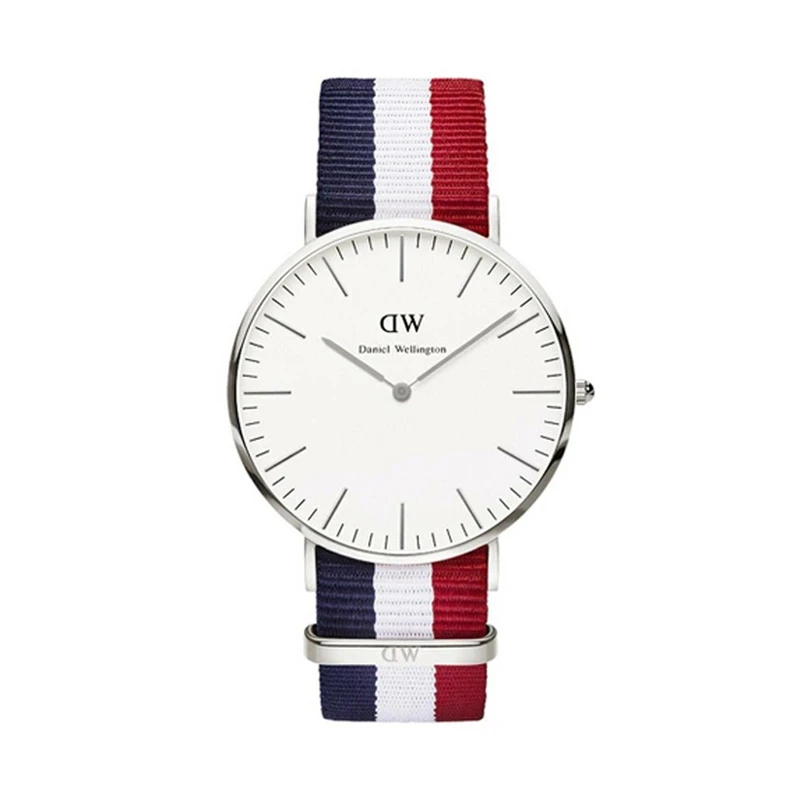 商品[国内直发] Daniel Wellington|Daniel Wellington 丹尼尔惠灵顿 蓝白红拼色表带不锈钢表盘男士手表 0203DW,价格¥431,第1张图片