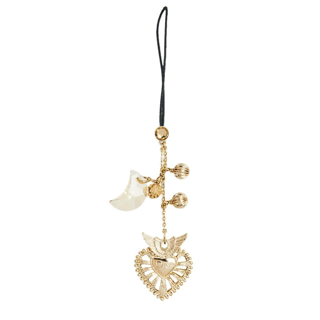 商品[二手商品] Dior|Dior Gold Tone Heart & Crystal Moon Phone Charm,价格¥1091,第3张图片详细描述