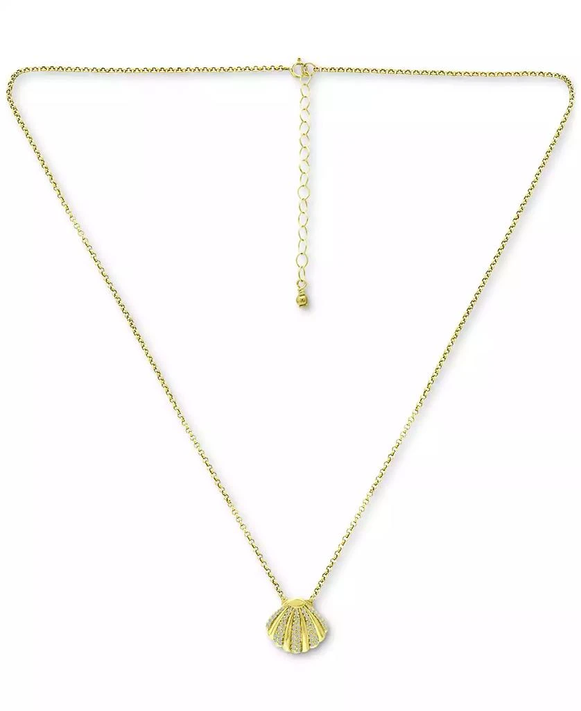 商品Giani Bernini|Cubic Zirconia Clam Shell Pendant Necklace in 18k Gold-Plated Sterling Silver, 16" + 2" extender, Created for Macy's,价格¥281,第2张图片详细描述