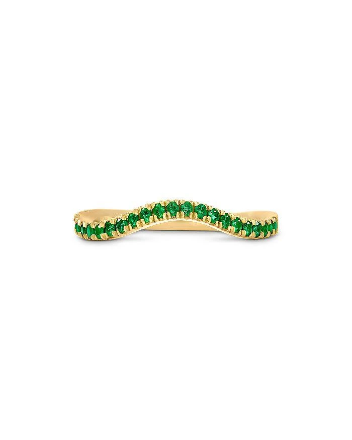 商品Sandy Leong|18K Yellow Gold Birthstone Emerald Wave Stack Ring,价格¥14202,第2张图片详细描述