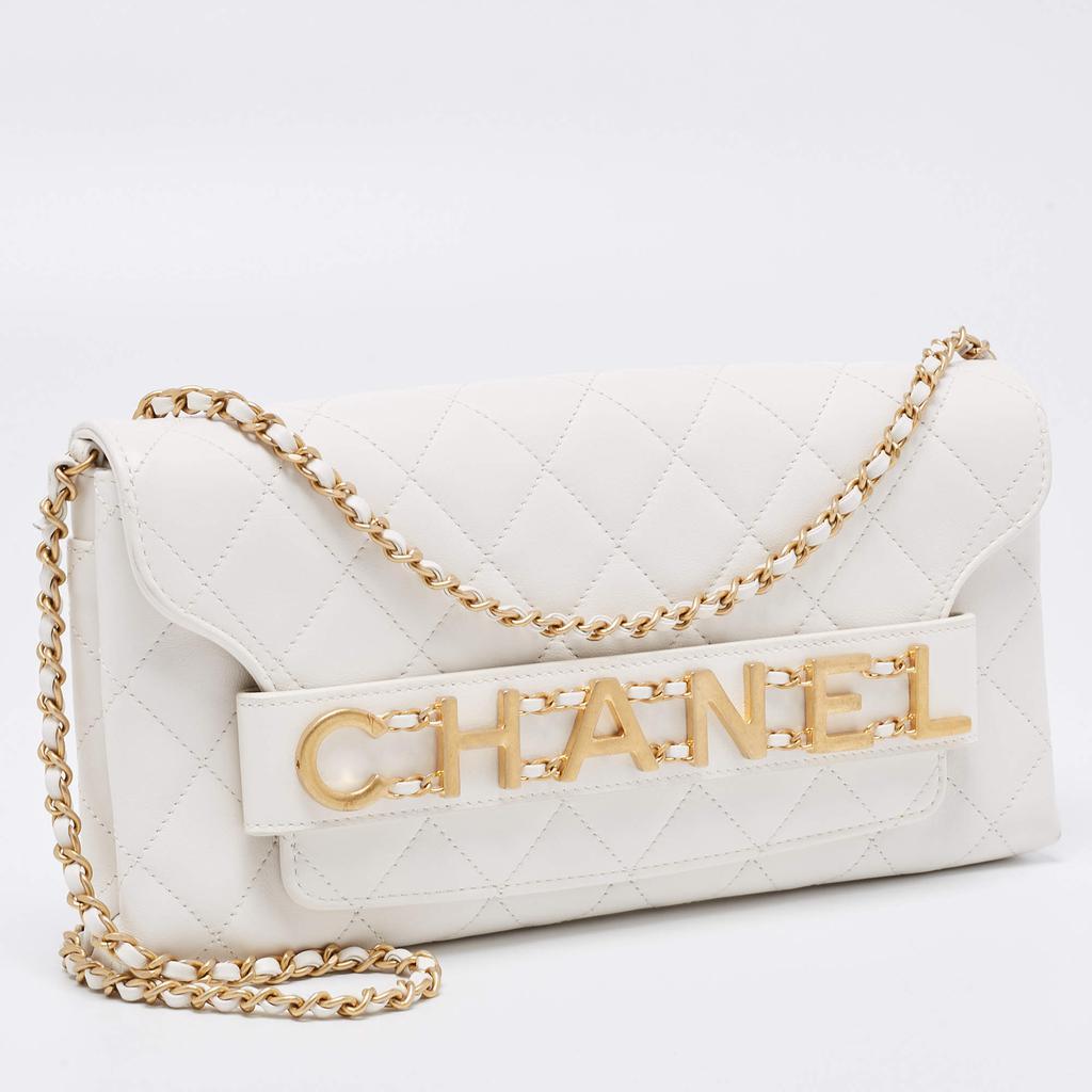 商品[二手商品] Chanel|Chanel White Quilted Leather Enchained Chain Clutch,价格¥27148,第5张图片详细描述