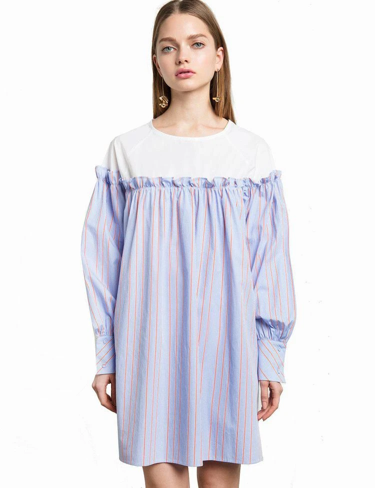 商品Pixie Market|Oversize Ruffled Striped Babydoll Dress,价格¥500,第2张图片详细描述