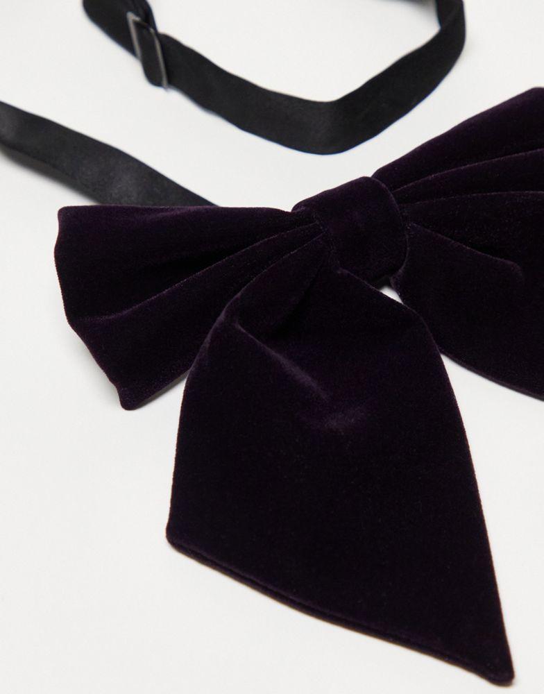 ASOS DESIGN oversized bow tie in deep purple velvet商品第3张图片规格展示