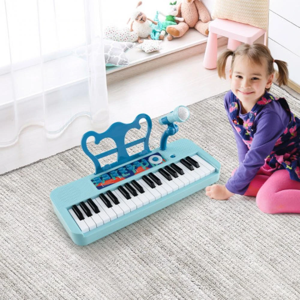 商品Hivvago|Kids Piano Keyboard 37-Key Kids Toy Keyboard Piano with Microphone for 3+ Kids-Blue,价格¥421,第2张图片详细描述