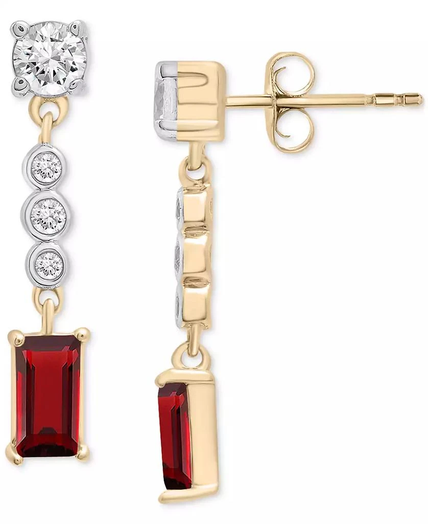 商品Macy's|Garnet (3/4 ct. t.w.) & Lab-Grown White Sapphire (1-1/20 ct. tw.) Drop Earrings in 14k Gold-Plated Sterling Silver,价格¥1764,第1张图片