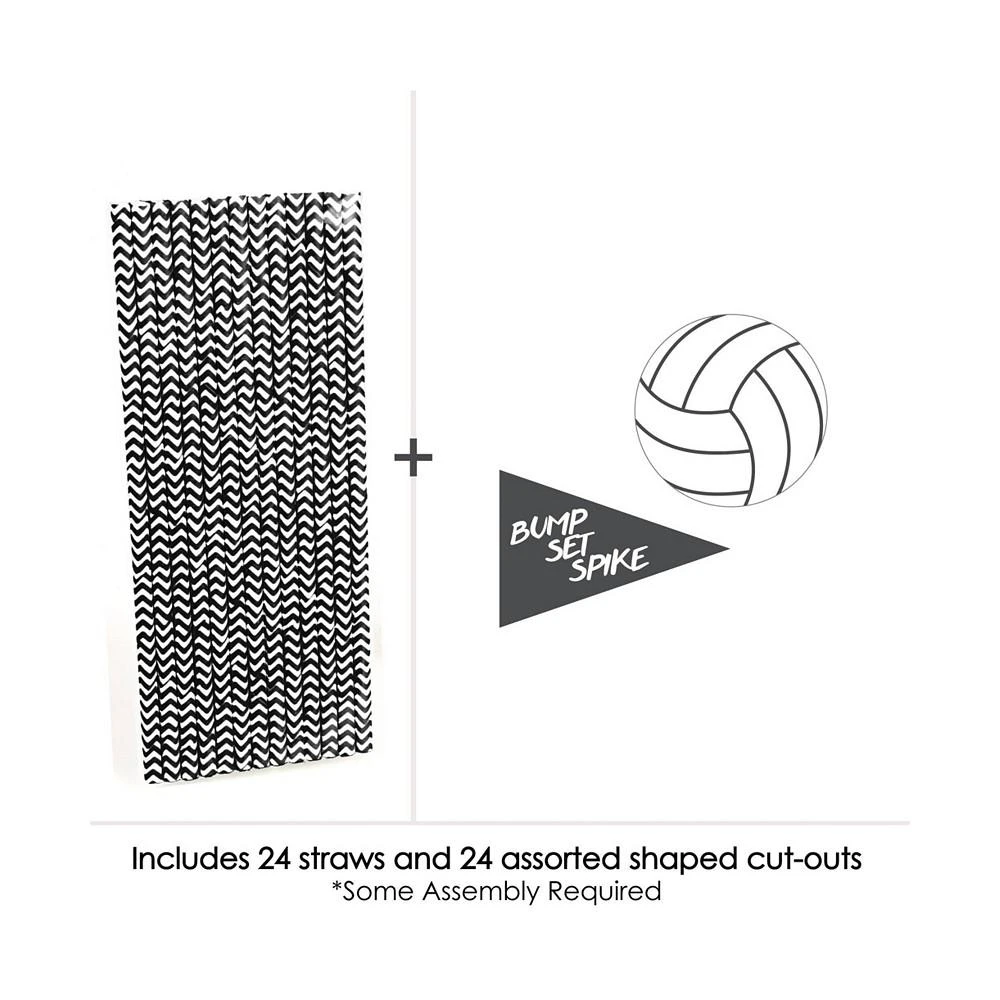 商品Big Dot of Happiness|Bump, Set, Spike - Volleyball Paper Straw Decor - Striped Decor Straws - 24 Ct,价格¥119,第2张图片详细描述
