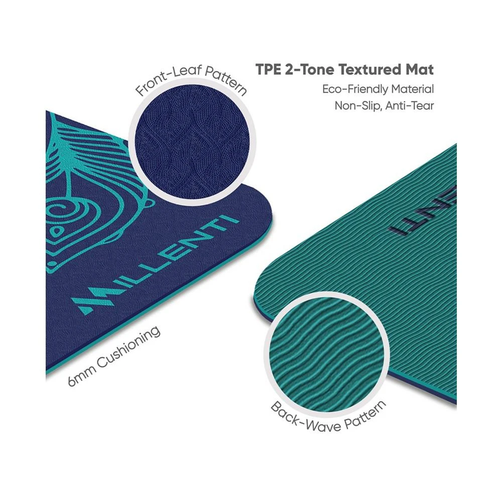 商品MILLENTI|Yoga Mat Gym Mats - 6 Millimeter Thick Type Texture Material, Premium-Design Print, Exercise Mat,价格¥730,第2张图片详细描述