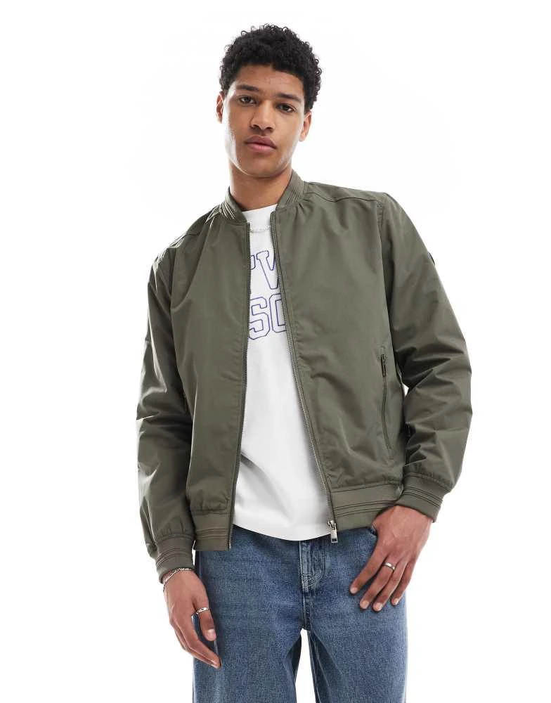 商品Threadbare|Threadbare 'predict' showerproof classic bomber jacket in khaki,价格¥421,第1张图片