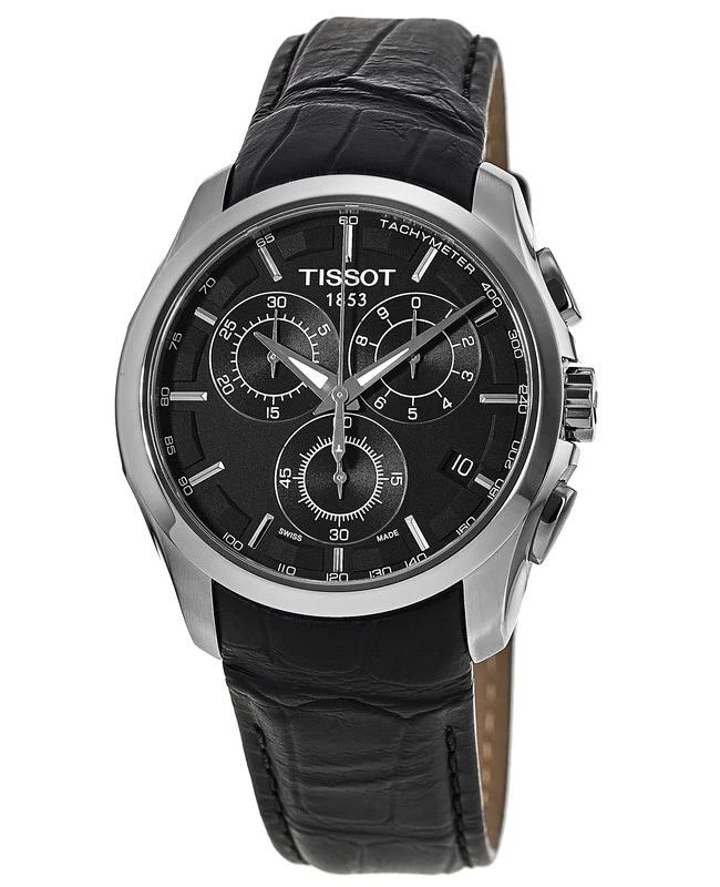 商品Tissot|Tissot T-Trend Couturier Chronograph Black Dial Leather Strap Men's Watch T035.617.16.051.00,价格¥3432,第1张图片