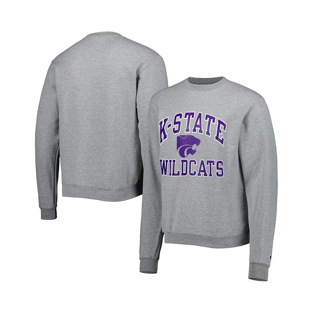 商品CHAMPION|Men's Heather Gray Kansas State Wildcats High Motor Pullover Sweatshirt,价格¥406,第1张图片