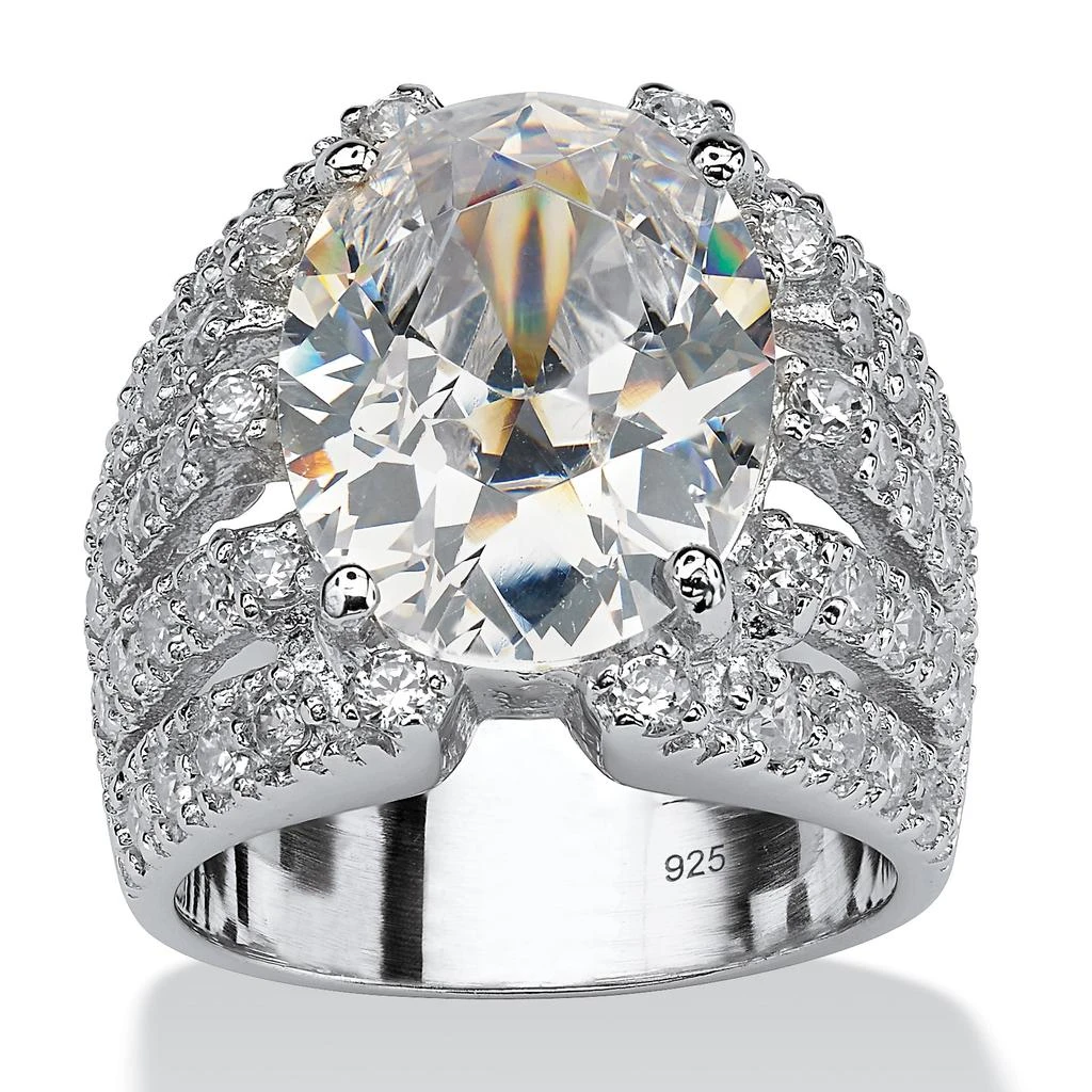 商品Palm Beach Jewelry|10.82 TCW Oval-Cut Cubic Zirconia .925 Sterling Silver Sparkler Engagement Ring,价格¥709,第1张图片
