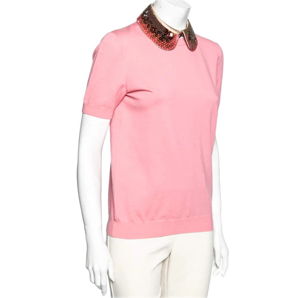 商品[二手商品] Louis Vuitton|Louis Vuitton Pink Wool Embellished Collar Detailed Top S,价格¥975,第2张图片详细描述