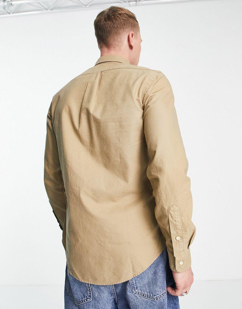 商品Ralph Lauren|Polo Ralph Lauren slim fit garment dyed oxford shirt with pony logo in surrey tan,价格¥1072,第4张图片详细描述