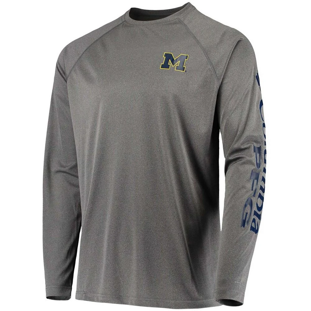 商品Columbia|Men's Charcoal Michigan Wolverines PFG Terminal Tackle Omni-Shade Long Sleeve T-shirt,价格¥332,第2张图片详细描述