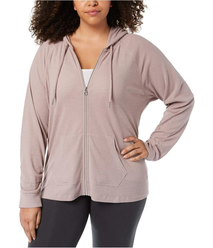 商品Calvin Klein|Premium Performance Ruched Long Sleeve Zip Up Hoodie (Standard and Plus),价格¥555,第1张图片