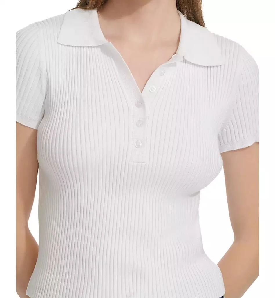 商品Calvin Klein|Women's Ribbed Short-Sleeve Polo Shirt,价格¥113,第4张图片详细描述