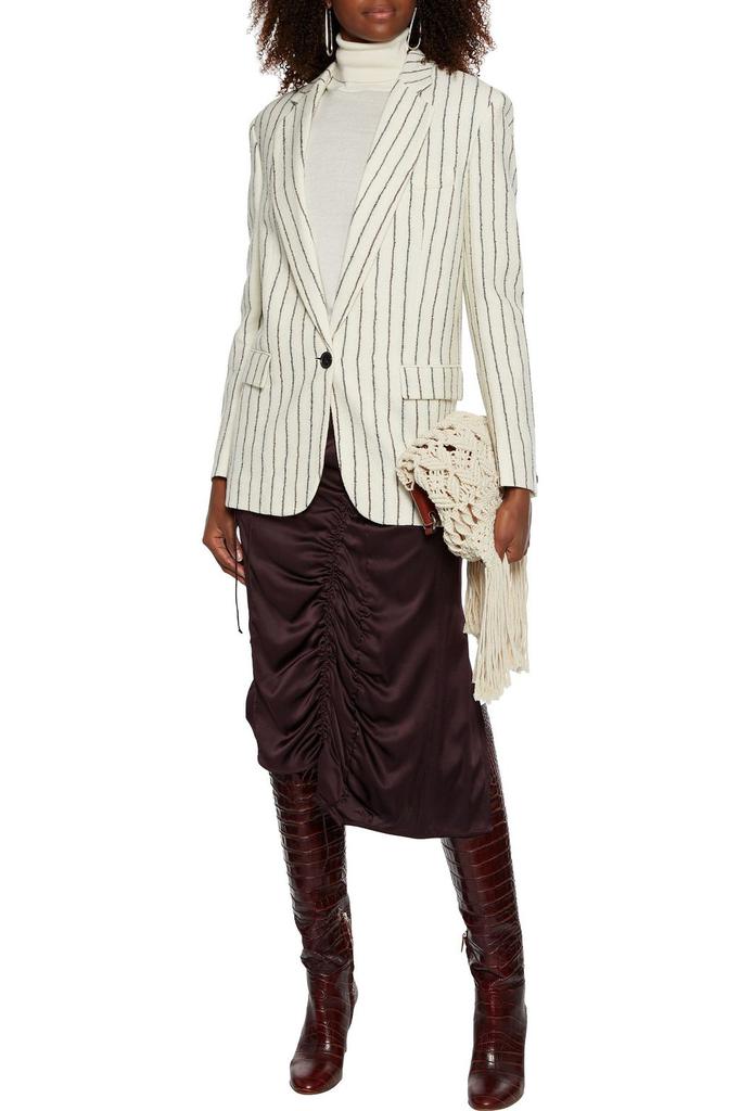 Elder pinstriped wool and linen-blend blazer商品第4张图片规格展示