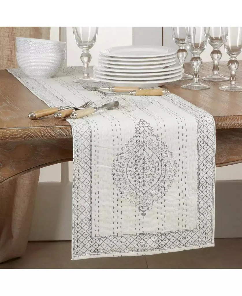 商品Saro Lifestyle|Block Print Taj Kantha Stitch Runner,价格¥354,第3张图片详细描述