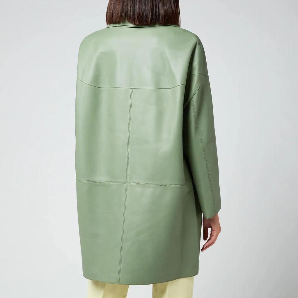 商品Salvatore Ferragamo|Salvatore Ferragamo Women's Long Leather Coat - Hedren Green,价格¥6275,第4张图片详细描述