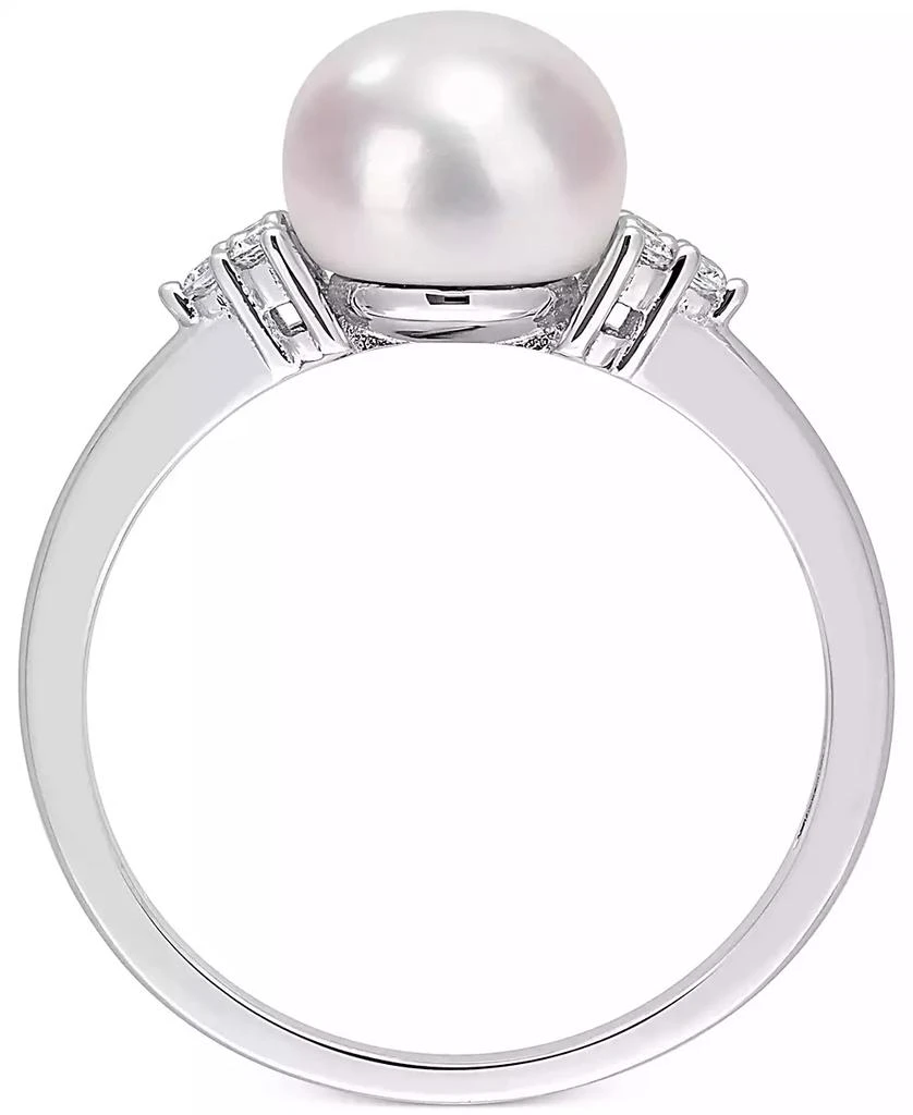 商品Macy's|Cultured Freshwater Pearl (7-1/2mm) & Cubic Zirconia Ring in Sterling Silver,价格¥524,第3张图片详细描述