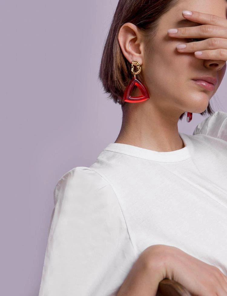 商品Pixie Market|Gold Nugget Red Chandelier Earrings,价格¥181,第3张图片详细描述