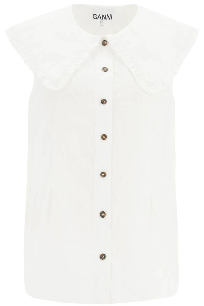 商品Ganni|Ganni cotton sleeveless shirt with oversized collar,价格¥652,第1张图片