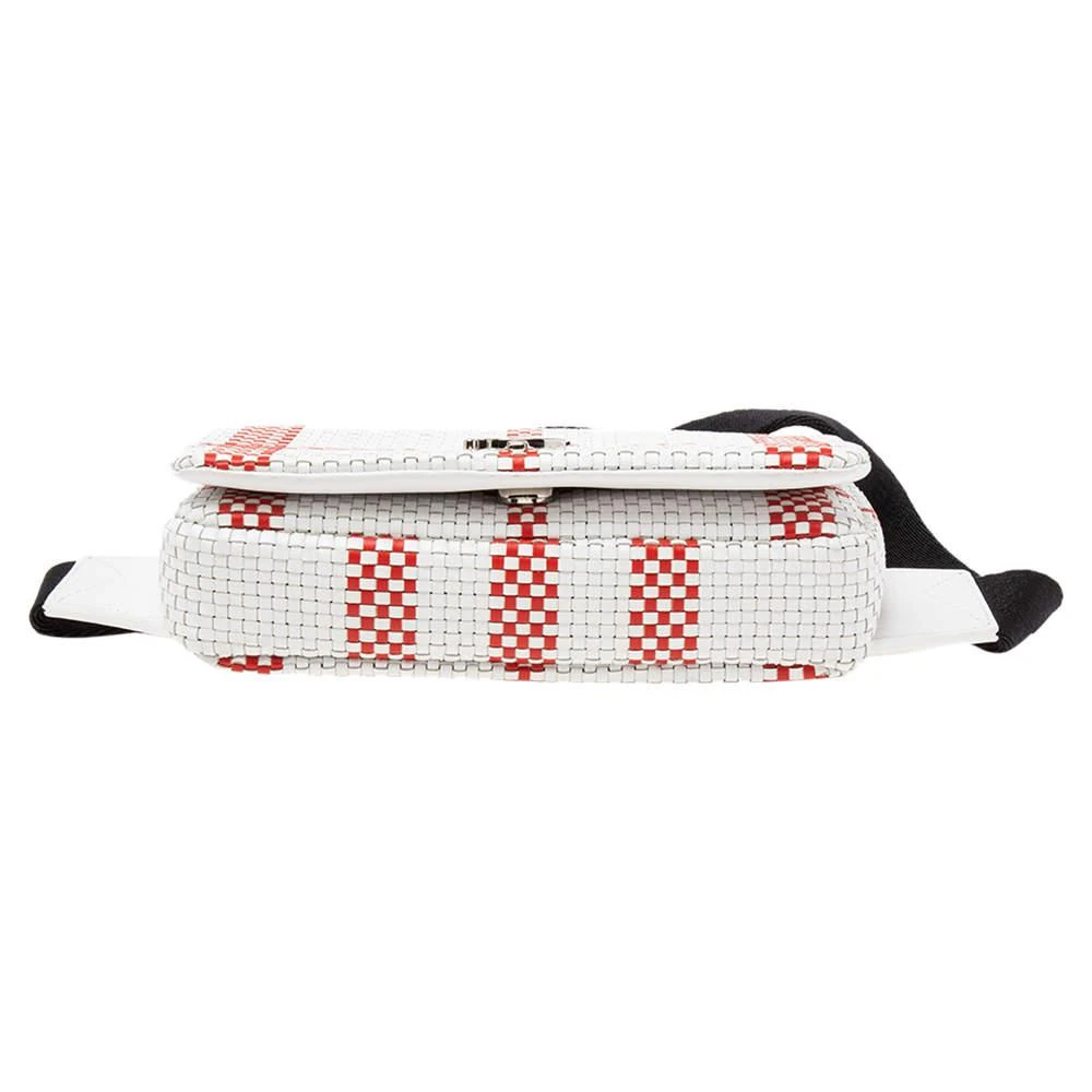 Burberry White/Red Woven Leather TB Lola Belt Bag 商品